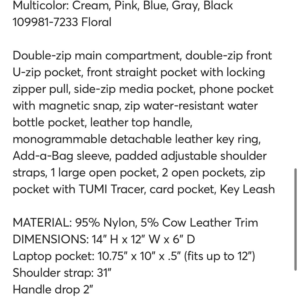 Tumi Black And Gray Patterned Backpack - image 2